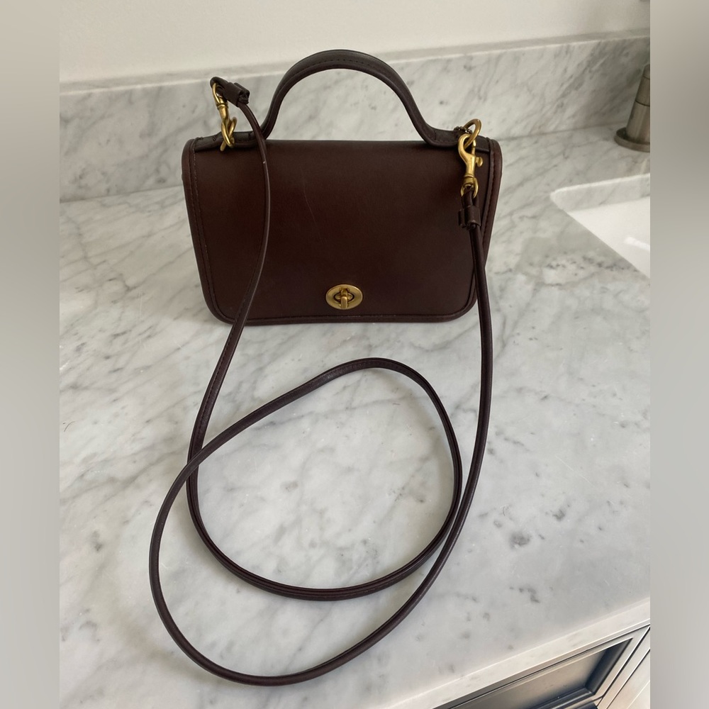 Vintage Coach Casino top handle mini crossbody bag. Mahogany